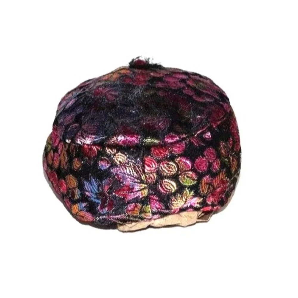 Vintage Floral Hat Womens Metallic Ombre Leaves Flowers Berries by Favorette Uni - Picture 5 of 10